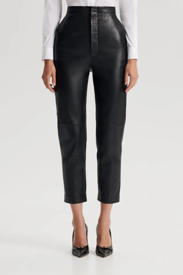 Women Scanlan Theodore Trousers LEATHER SLIM CROP TROUSER Black Women Scanlan Theodore Trousers LEATHER SLIM CROP TROUSER Black