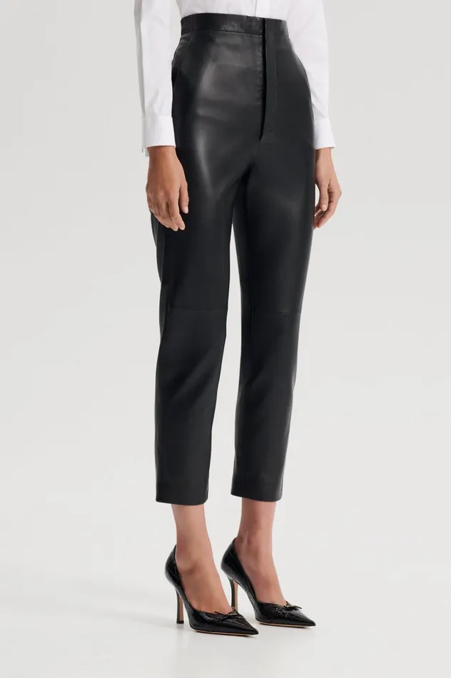 Women Scanlan Theodore Trousers LEATHER SLIM CROP TROUSER Black Women Scanlan Theodore Trousers LEATHER SLIM CROP TROUSER Black