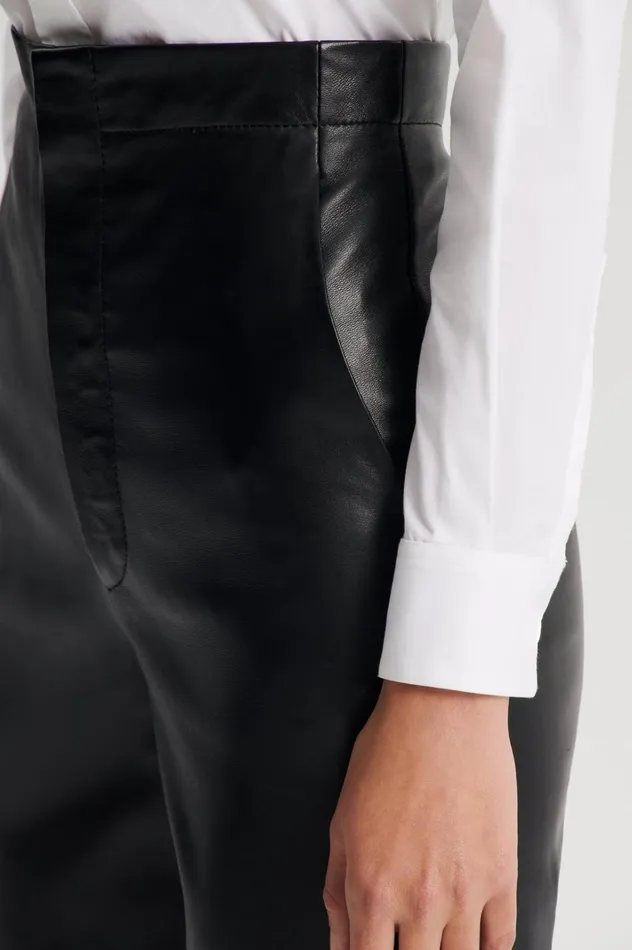 Women Scanlan Theodore Trousers LEATHER SLIM CROP TROUSER Black Women Scanlan Theodore Trousers LEATHER SLIM CROP TROUSER Black