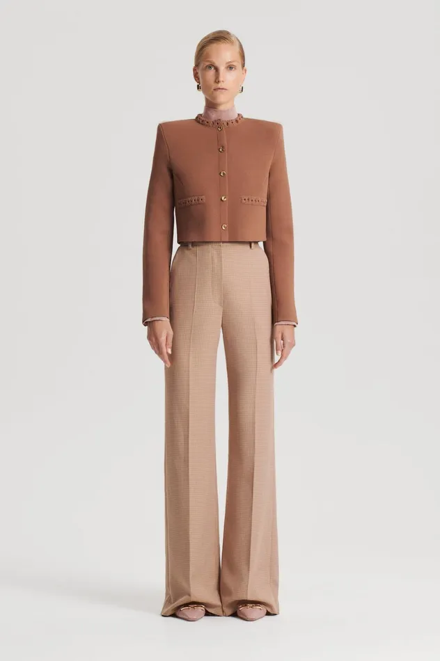 Women Scanlan Theodore Trousers PLAID TAILORED TROUSER Caramel