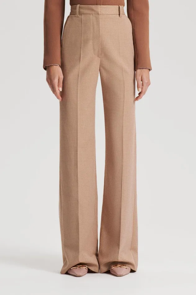 Women Scanlan Theodore Trousers PLAID TAILORED TROUSER Caramel Women Scanlan Theodore Trousers PLAID TAILORED TROUSER Caramel