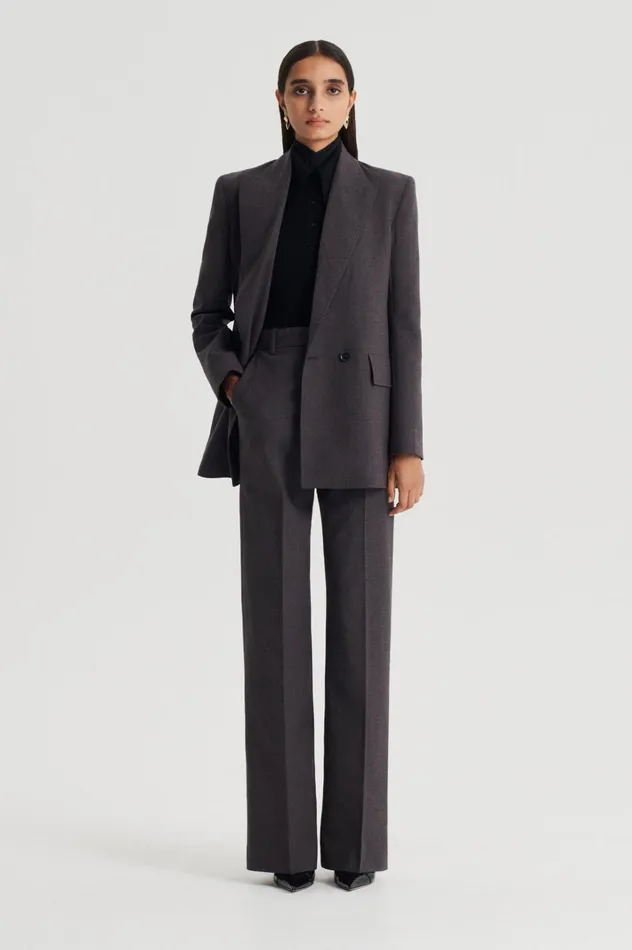 Women Scanlan Theodore Trousers STRIPE MID RISE TROUSER Grey
