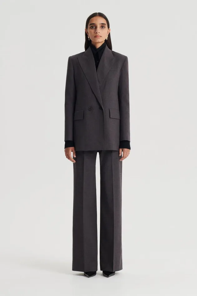 Women Scanlan Theodore Trousers STRIPE MID RISE TROUSER Grey