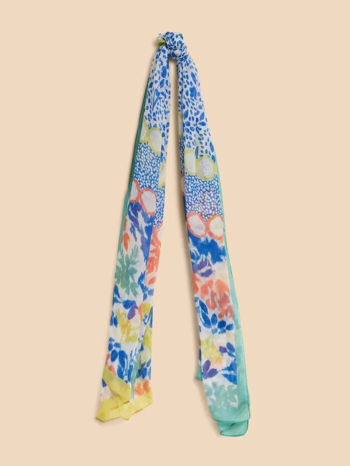 Women SCARVES White Stuff Patchwork Modal Scarf Blue Multi