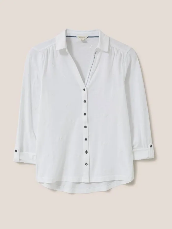 Women SHIRTS and BLOUSES White Stuff ANNIE EMBROIDERED JERSEY SHIRT Brilliant White Women SHIRTS and BLOUSES White Stuff ANNIE EMBROIDERED JERSEY SHIRT Brilliant White