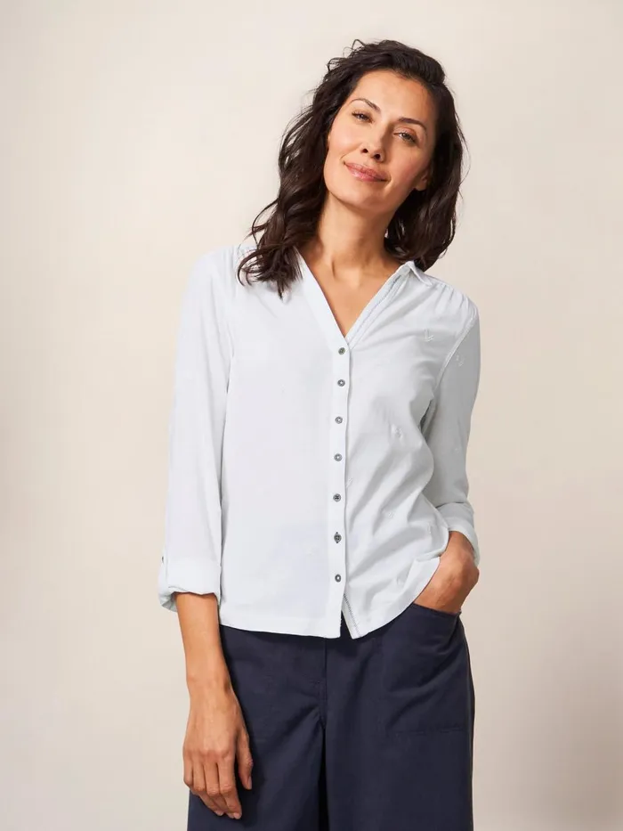 Women SHIRTS and BLOUSES White Stuff ANNIE EMBROIDERED JERSEY SHIRT Brilliant White Women SHIRTS and BLOUSES White Stuff ANNIE EMBROIDERED JERSEY SHIRT Brilliant White