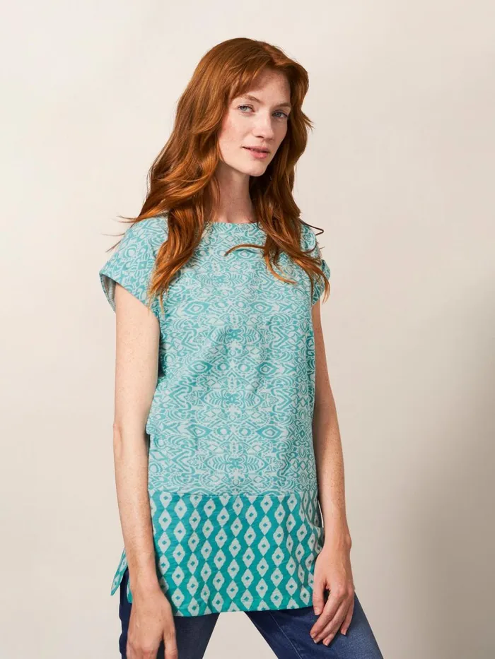 Women SHIRTS and BLOUSES White Stuff CARRIE CREW NECK TUNIC Teal Print Women SHIRTS and BLOUSES White Stuff CARRIE CREW NECK TUNIC Teal Print