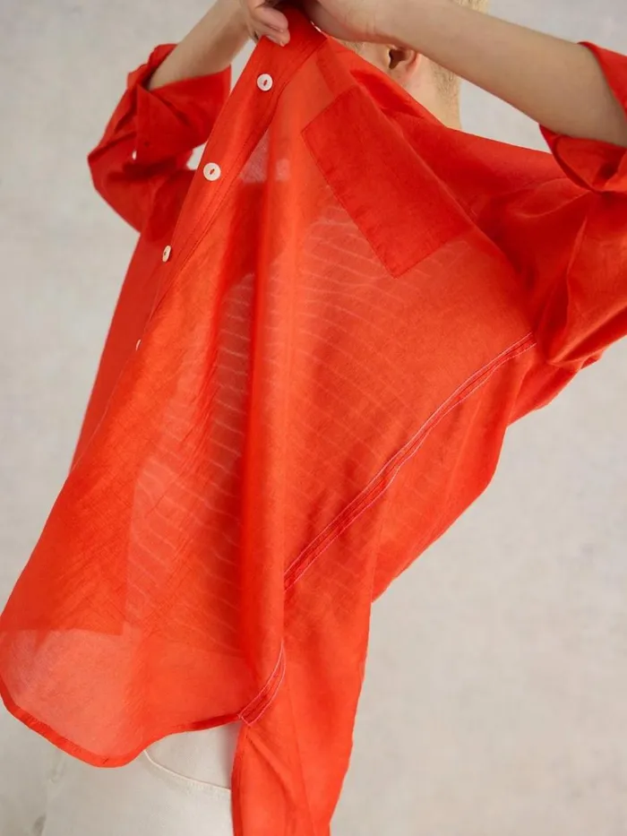 Women SHIRTS and BLOUSES White Stuff Delilah Cotton Silk Shirt Bright Orange