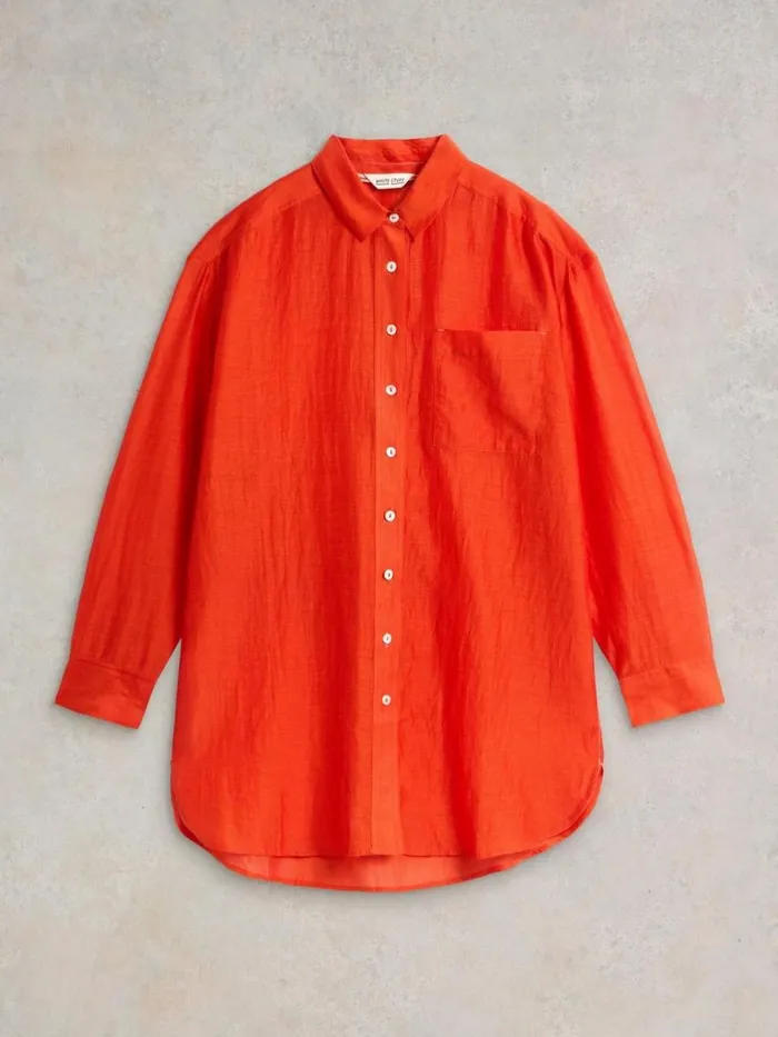 Women SHIRTS and BLOUSES White Stuff Delilah Cotton Silk Shirt Bright Orange