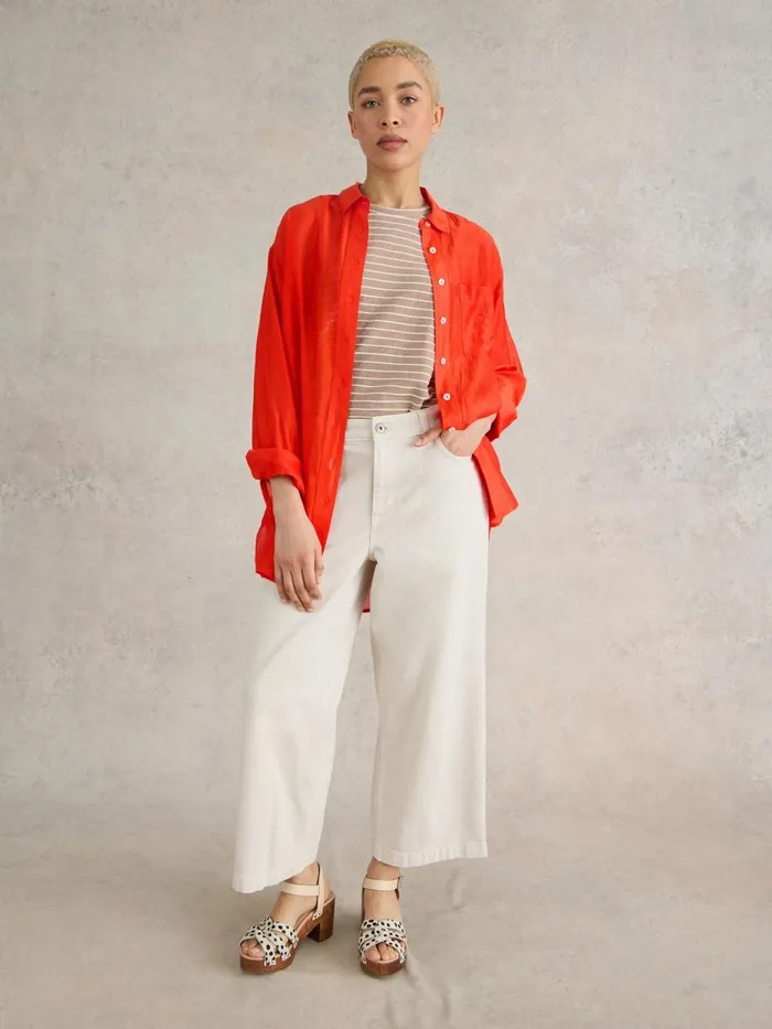 Women SHIRTS and BLOUSES White Stuff Delilah Cotton Silk Shirt Bright Orange