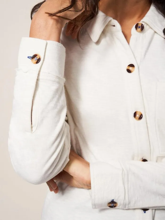 Women SHIRTS and BLOUSES White Stuff DOUBLE CLOTH JERSEY SHIRT Pale Ivory