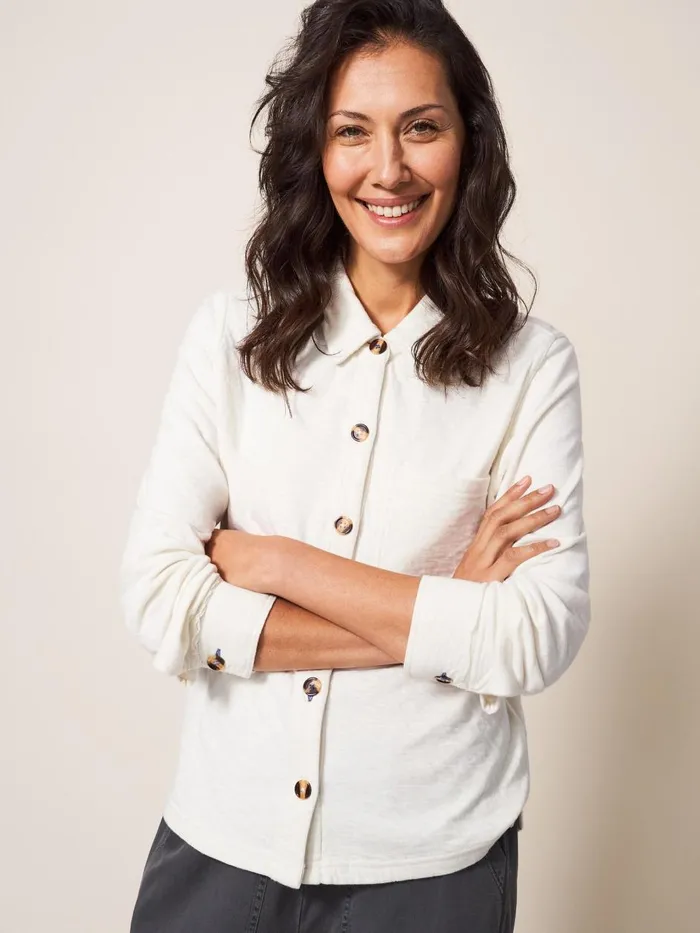 Women SHIRTS and BLOUSES White Stuff DOUBLE CLOTH JERSEY SHIRT Pale Ivory