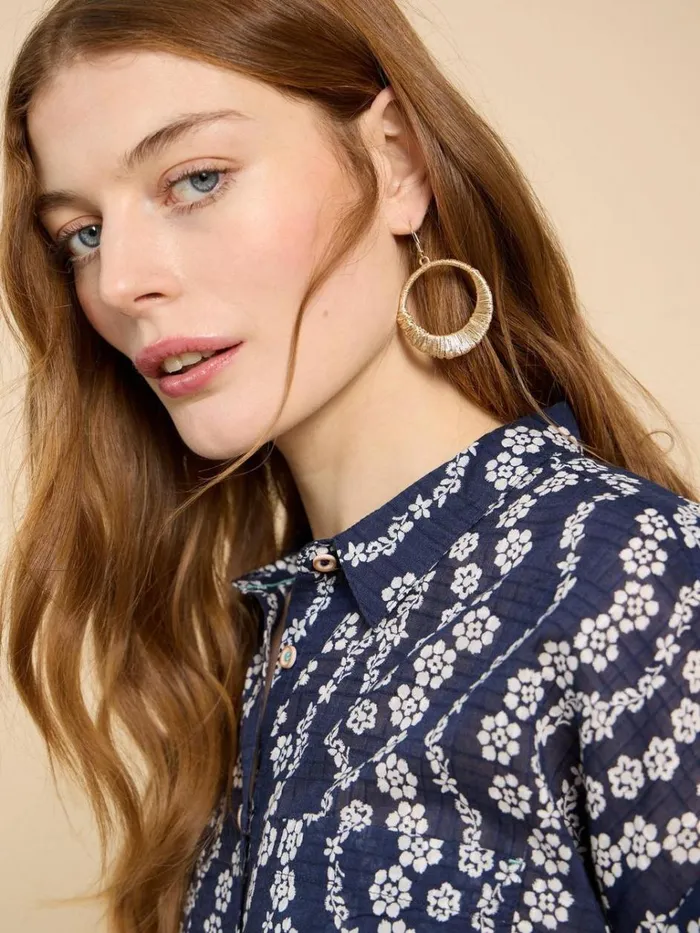 Women SHIRTS and BLOUSES White Stuff Ellie Organic Cotton Shirt Navy Print