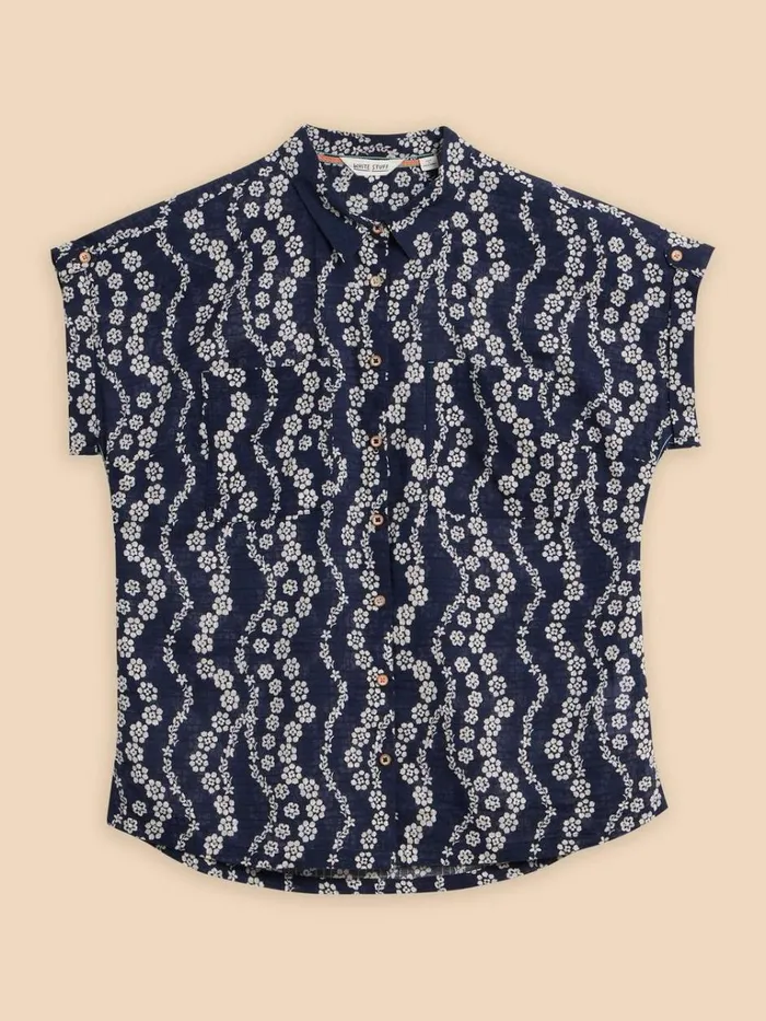 Women SHIRTS and BLOUSES White Stuff Ellie Organic Cotton Shirt Navy Print Women SHIRTS and BLOUSES White Stuff Ellie Organic Cotton Shirt Navy Print