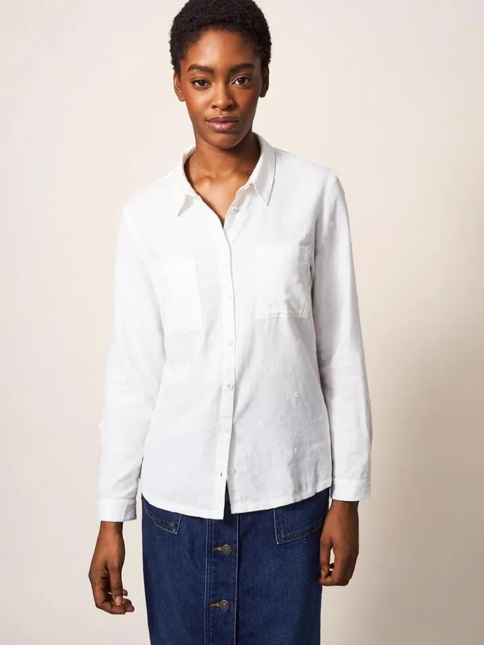 Women SHIRTS and BLOUSES White Stuff Emilia Organic Cotton Shirt Ivory Multi