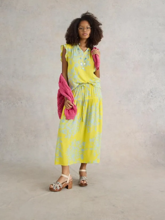 Women SHIRTS and BLOUSES White Stuff Florence Eco Vero Vest Yellow Print Women SHIRTS and BLOUSES White Stuff Florence Eco Vero Vest Yellow Print