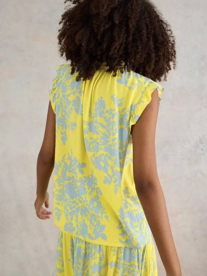 Women SHIRTS and BLOUSES White Stuff Florence Eco Vero Vest Yellow Print Women SHIRTS and BLOUSES White Stuff Florence Eco Vero Vest Yellow Print