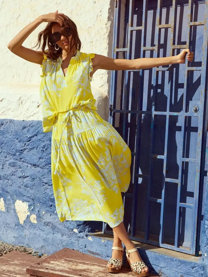Women SHIRTS and BLOUSES White Stuff Florence Eco Vero Vest Yellow Print Women SHIRTS and BLOUSES White Stuff Florence Eco Vero Vest Yellow Print
