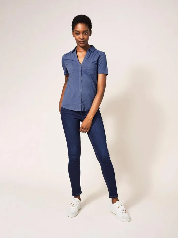 Women SHIRTS and BLOUSES White Stuff Penny Pocket Jersey Shirt Mid Blue