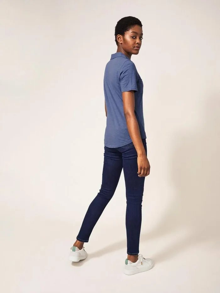 Women SHIRTS and BLOUSES White Stuff Penny Pocket Jersey Shirt Mid Blue