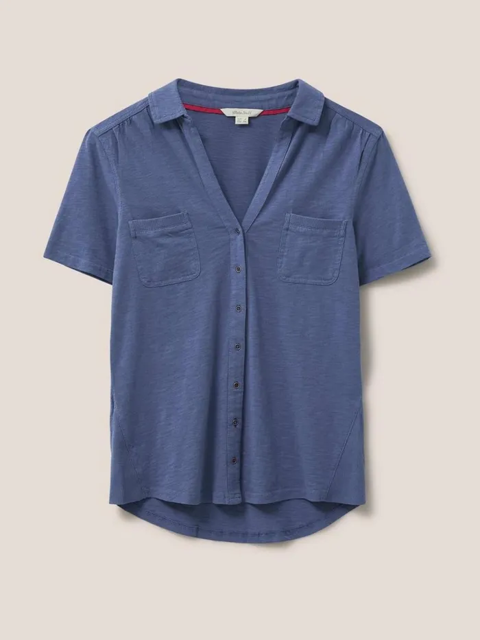 Women SHIRTS and BLOUSES White Stuff Penny Pocket Jersey Shirt Mid Blue