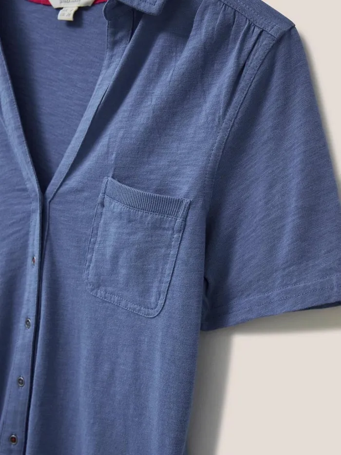 Women SHIRTS and BLOUSES White Stuff Penny Pocket Jersey Shirt Mid Blue