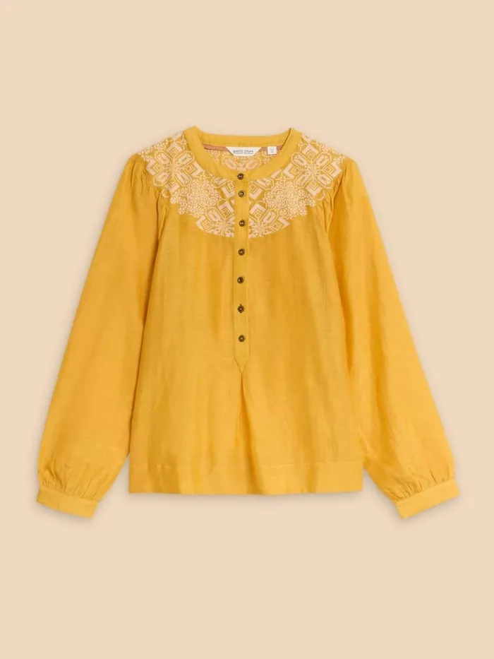 Women SHIRTS and BLOUSES White Stuff Rose Cotton Silk Top Chartreuse Multi
