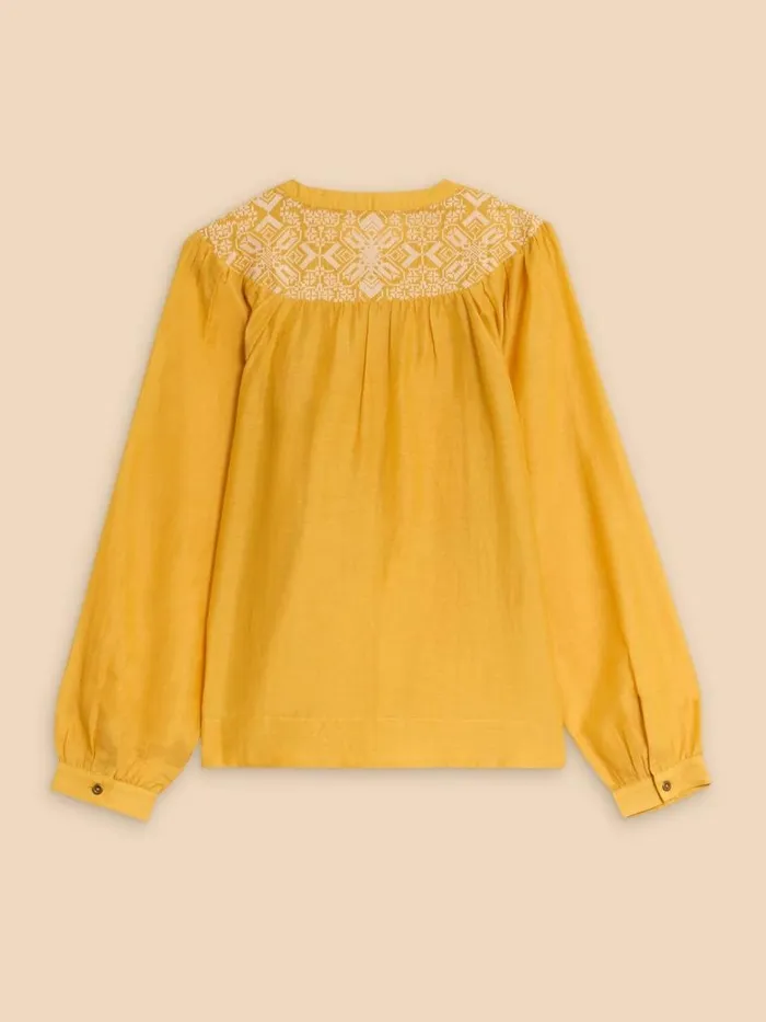 Women SHIRTS and BLOUSES White Stuff Rose Cotton Silk Top Chartreuse Multi