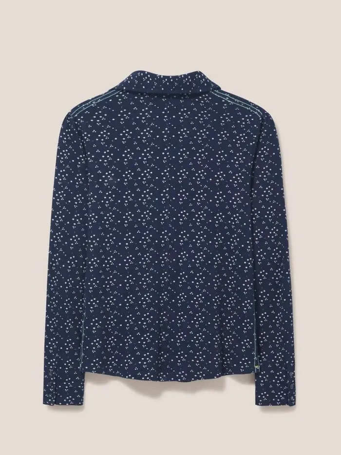 Women SHIRTS and BLOUSES White Stuff Rosie Rib Jersey Shirt Navy Print