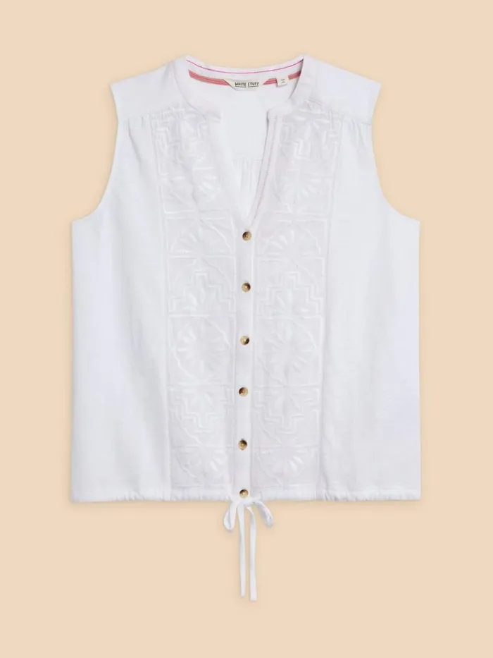 Women SHIRTS and BLOUSES White Stuff TULIP JERSEY SLEEVELESS SHIRT Pale Ivory