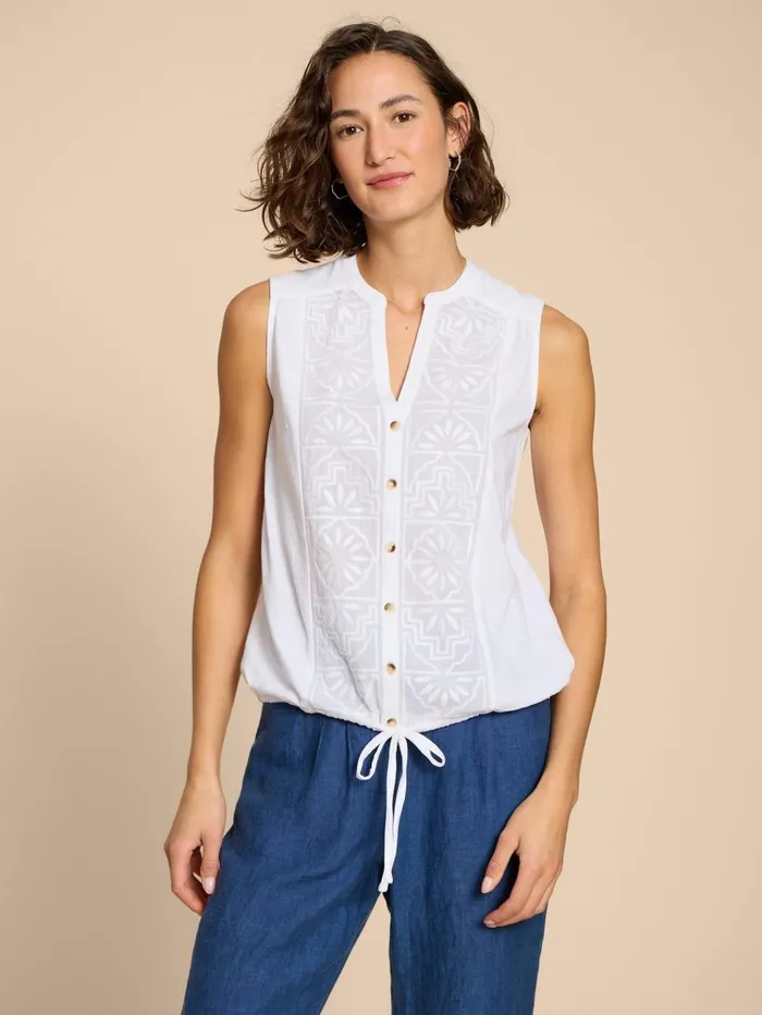 Women SHIRTS and BLOUSES White Stuff TULIP JERSEY SLEEVELESS SHIRT Pale Ivory