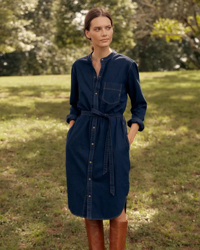 Women Shoals Denim Shirttail Dress Double Dye Billy Reid Dresses