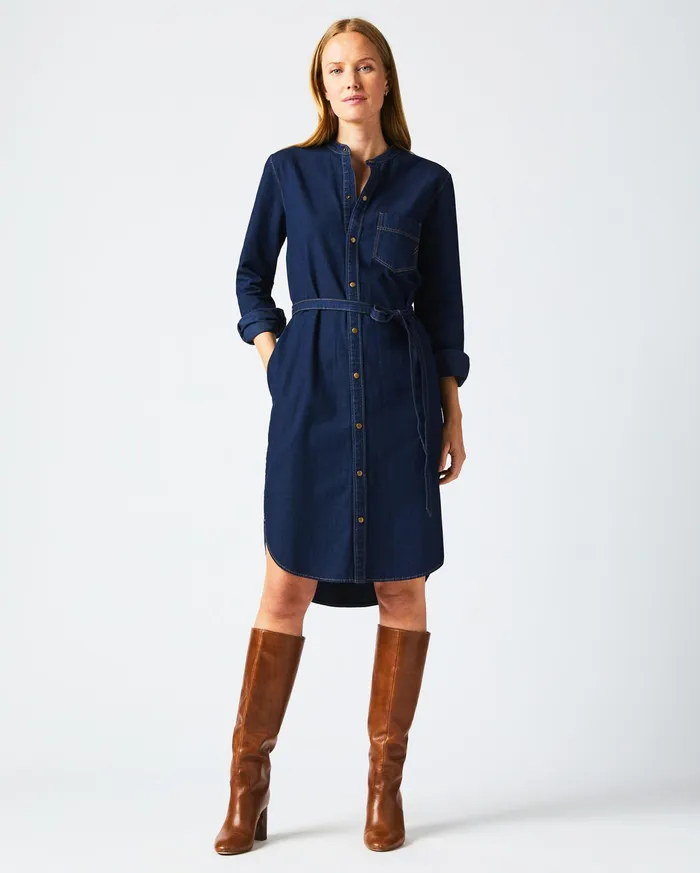 Women Shoals Denim Shirttail Dress Double Dye Billy Reid Dresses