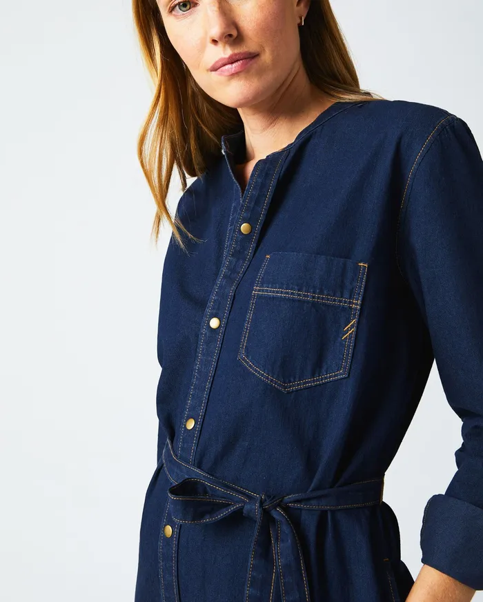Women Shoals Denim Shirttail Dress Double Dye Billy Reid Dresses
