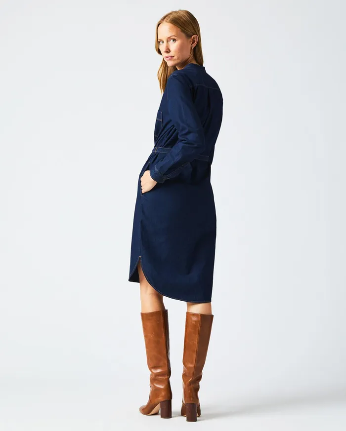 Women Shoals Denim Shirttail Dress Double Dye Billy Reid Dresses