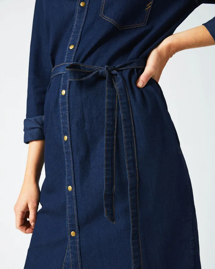 Women Shoals Denim Shirttail Dress Double Dye Billy Reid Dresses