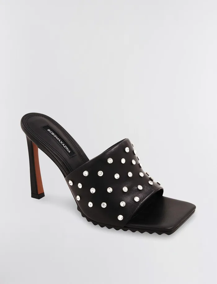 Women Shoes BCBG Porsha Slide Heel Black Leather