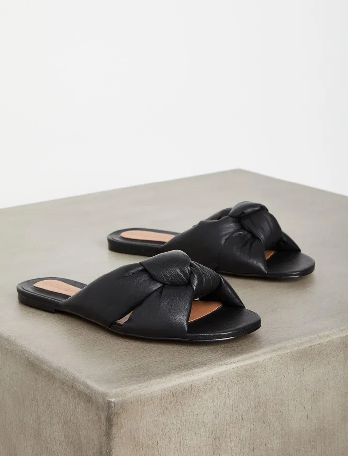 Women Shoes BCBG Tinsley Knotted Flat Sandal Black