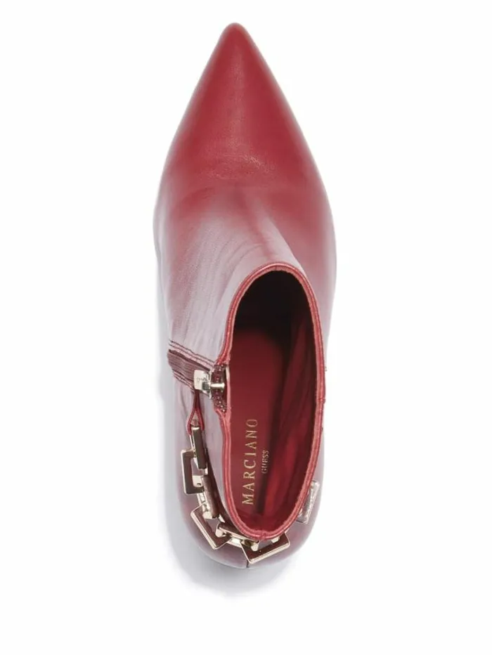Women Shoes Marciano Bale Leather Bootie Medium Red