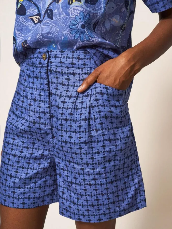 Women SHORTS White Stuff Rowena Linen Short Blue Multi Women SHORTS White Stuff Rowena Linen Short Blue Multi