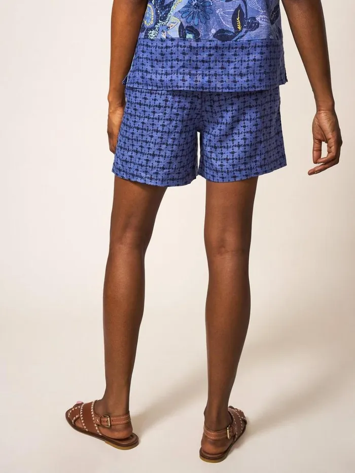 Women SHORTS White Stuff Rowena Linen Short Blue Multi Women SHORTS White Stuff Rowena Linen Short Blue Multi