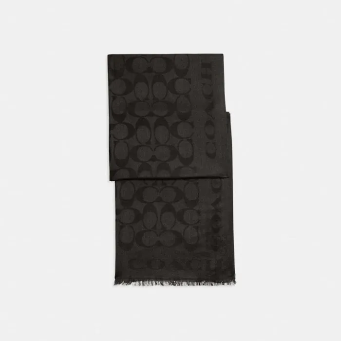 Women Signature Stole Black Coach Hats Scarves and Gloves