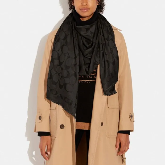 Women Signature Stole Black Coach Hats Scarves and Gloves