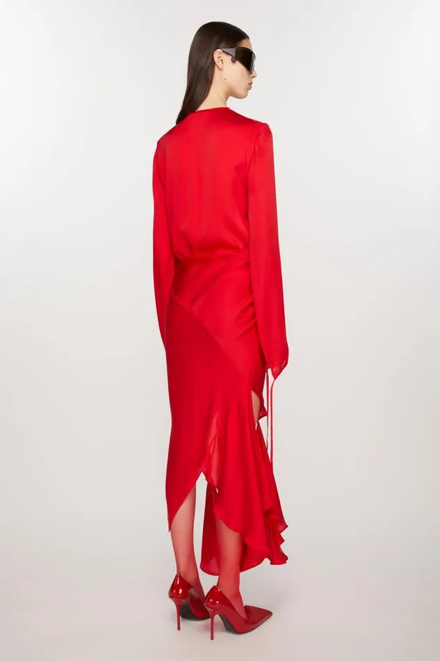 Women Silk Cutout Skirt Bright Red Acne Studios Skirts