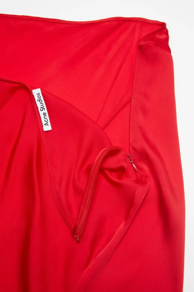 Women Silk Cutout Skirt Bright Red Acne Studios Skirts
