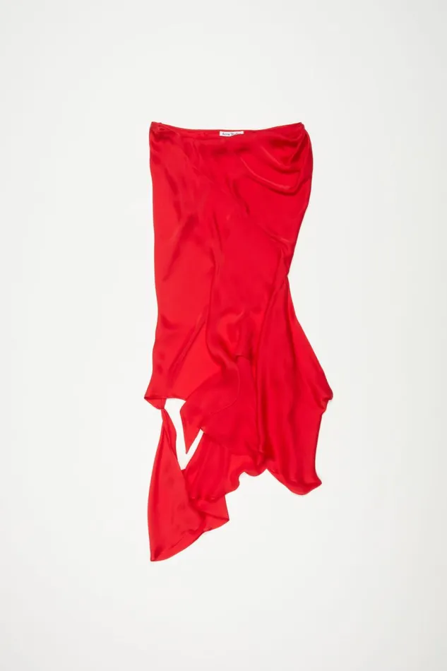 Women Silk Cutout Skirt Bright Red Acne Studios Skirts