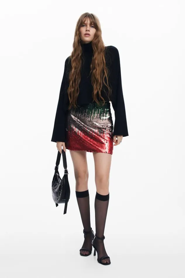 Women Skirts Desigual Sequin Miniskirt