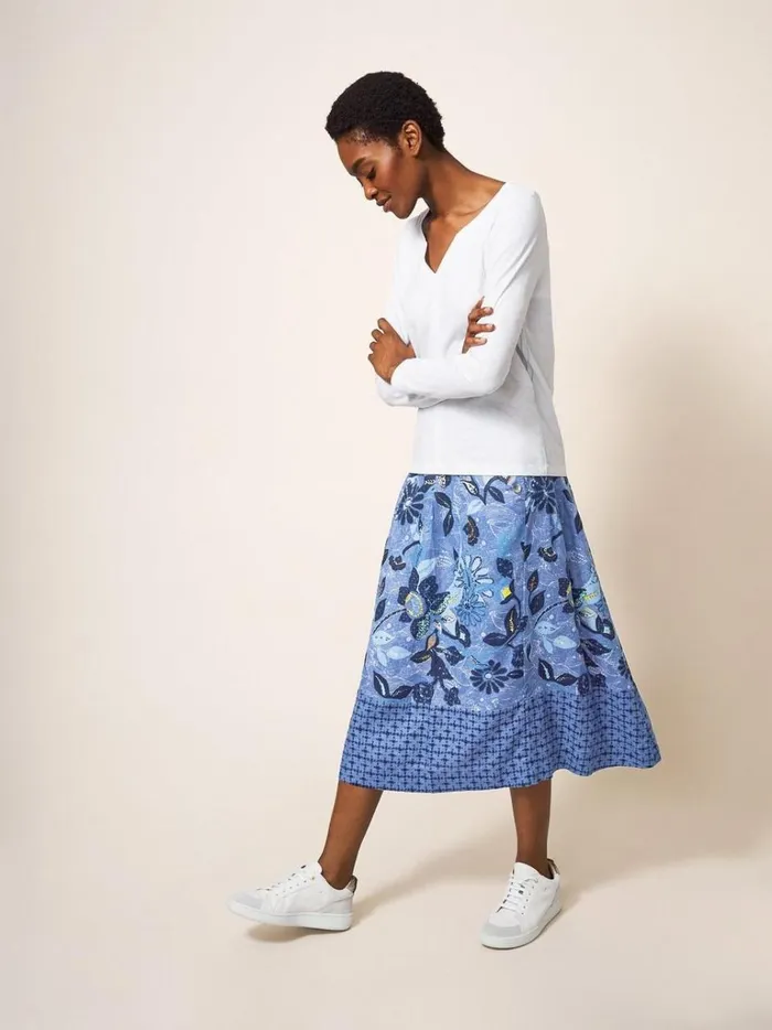 Women SKIRTS White Stuff Ciara Linen Skirt Blue Multi