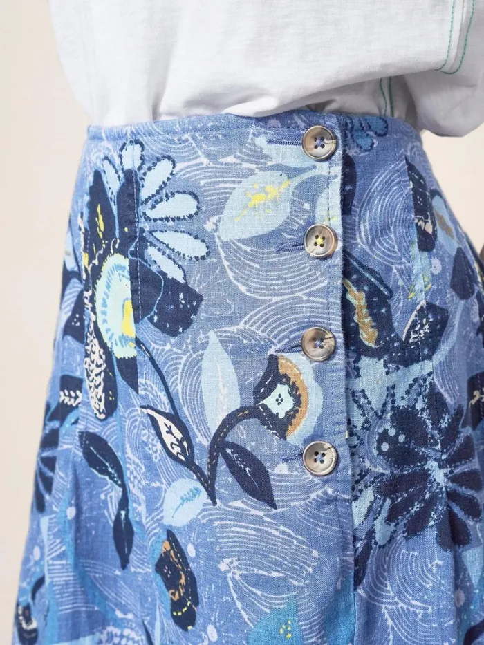 Women SKIRTS White Stuff Ciara Linen Skirt Blue Multi Women SKIRTS White Stuff Ciara Linen Skirt Blue Multi