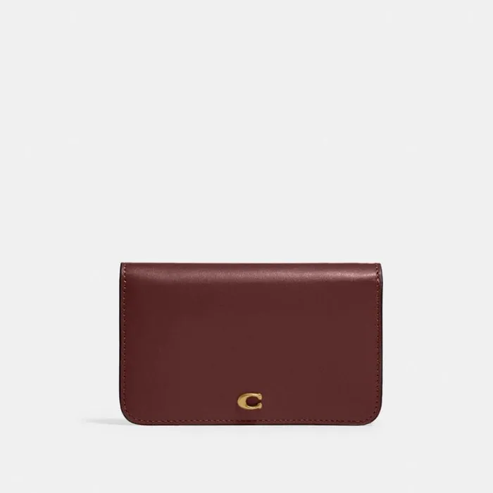 Women Slim Card Case Brasswine Coach Card Cases